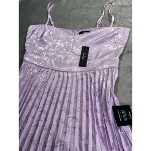 NEW Lulus Regal Romance Lavender Floral Jacquard Pleated Satin Midi Dress XL